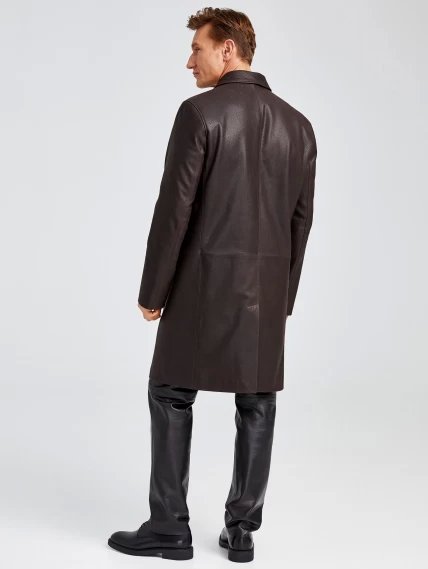 Мужской удлиненный кожаный пиджак премиум класса 22/1, коричневый DS, размер 50, артикул 29561-4