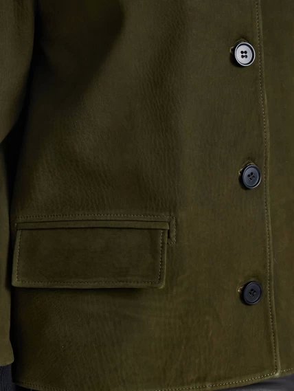 Удлиненная женская кожаная куртка бомбер премиум класса 3065, хаки, размер 44, артикул 23790-2