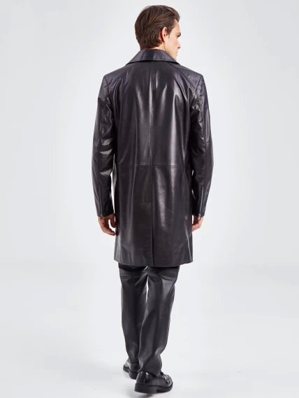 Мужское кожаное пальто из натуральной кожи премиум класса 554, черное, размер 52, артикул 71350-4
