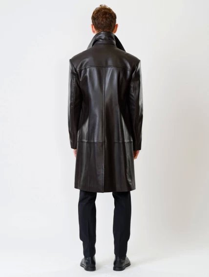 Двубортное мужское кожаное пальто премиум класса Чикаго, коричневое, размер 46, артикул 71320-4