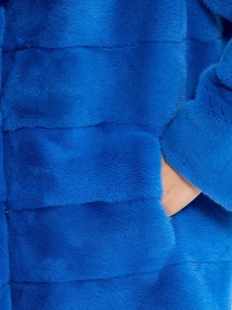 Голубая норковая шуба с шиншилой 2А, размер 54, артикул 65460-2