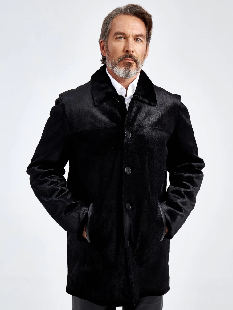 Мужская меховая куртка из меха канадской нерпы премиум класса VE-7885, черная, размер 48, артикул 40790-0