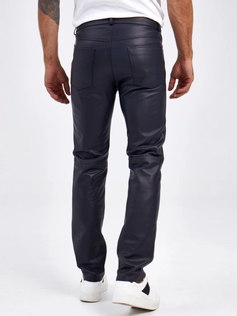 Кожаные брюки мужские 01, синие, размер 48, артикул 120022-6
