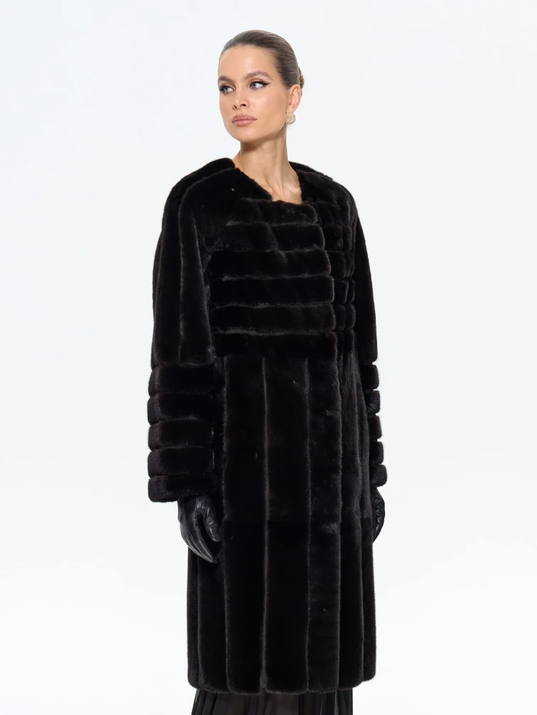 Черная норковая женская шуба BRASCHI ELN 32, размер 46, артикул 34360-6