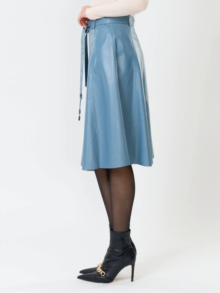 Кожаная юбка расклешенная 01рс, из натуральной кожи, голубая, размер 44, артикул 85360-6