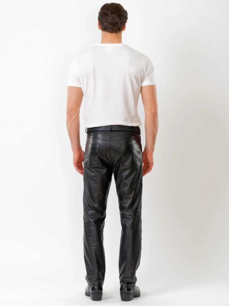 Кожаные брюки мужские 01, черные, размер 48, артикул 120020-1