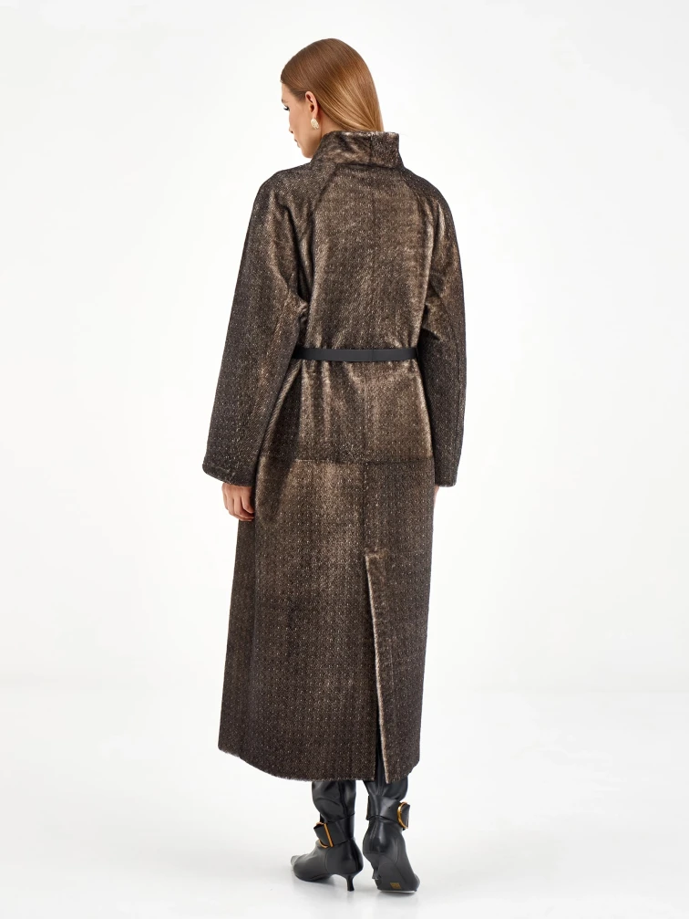 Длинная женская дубленка 2085, бежевая, размер 44, артикул 65000-5