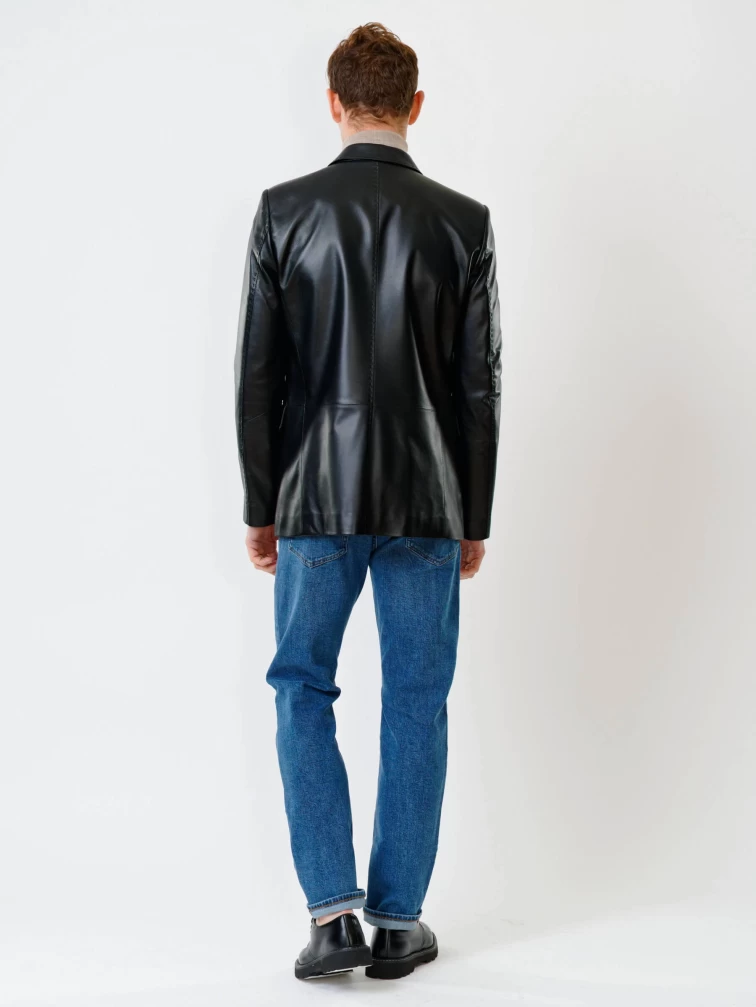 Мужской кожаный пиджак на ручном стежке премиум класса 543, черный, размер 48, артикул 28451-4