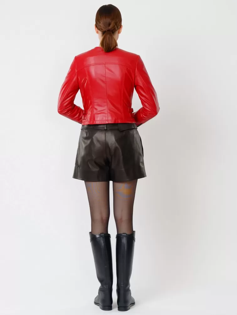 Кожаная женская куртка косуха 389, красная, размер 44, артикул 90900-5