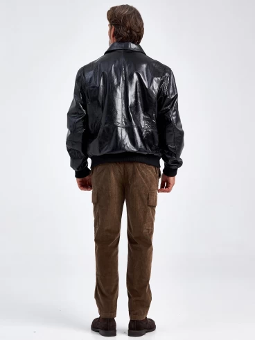 Мужская кожаная куртка бомбер Наполи, черная, размер 58, артикул 29090-2