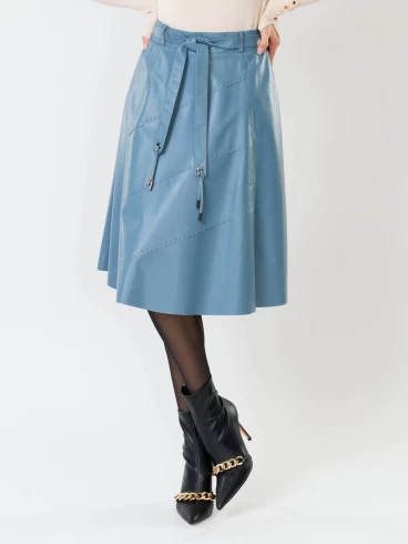 Кожаная юбка расклешенная 01рс, из натуральной кожи, голубая, размер 44, артикул 85360-4