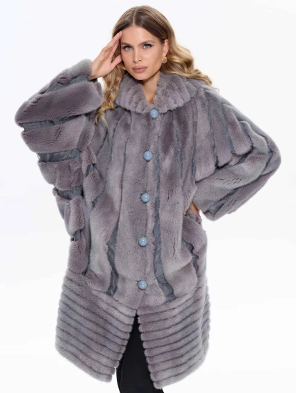 Норковая женская шуба BRASCHI ELM 042, серая, размер 46, артикул 34440-0