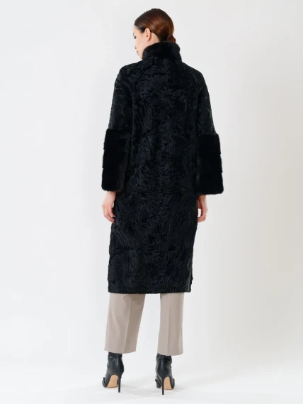 Женская шуба из меха каракуля с мехом норки 17101д(сн), черная, размер 44, артикул 22650-3