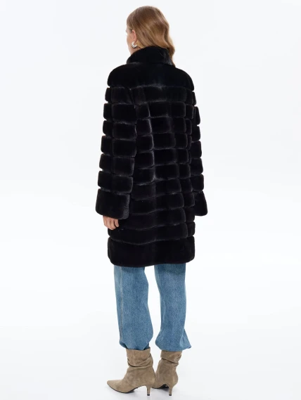 Поперечная женская шуба из меха норки BRASCHI ELM 047, черная, размер 46, артикул 34430-5