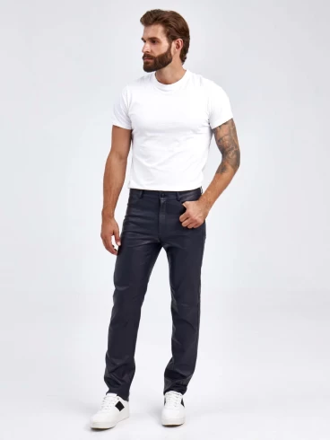 Кожаные брюки мужские 01, синие, размер 48, артикул 120022-2