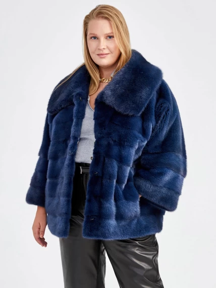 Куртка из меха норки женская Соня(в), синяя, размер 50, артикул 32860-6