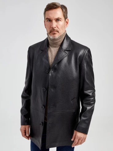 Кожаный пиджак мужской 21/1, черный, размер 50, артикул 29031-0