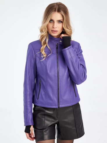 Женская кожаная куртка премиум класса 3045, фиолетовая, размер 46, артикул 23300-6
