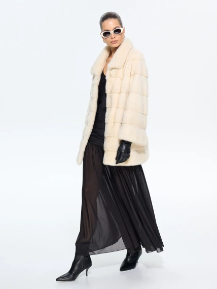 Бежевая женская норковая шуба MANAKAS 2478, размер 44, артикул 34270-5