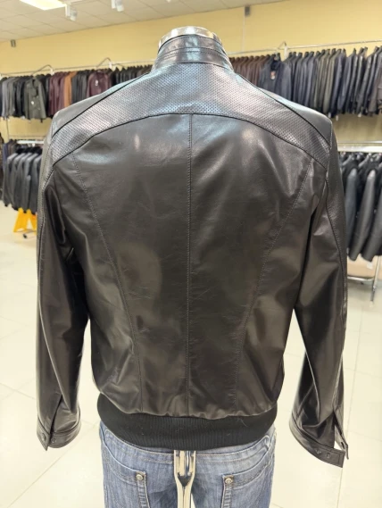 Короткая мужская кожаная куртка премиум класса 531, черная, размер 48, артикул 29790-1