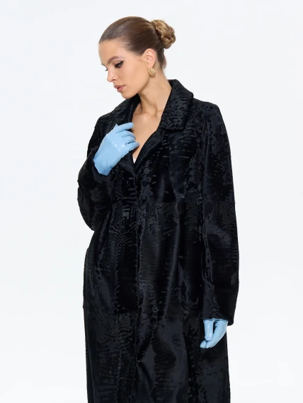 Женская длинная шуба из меха каракульчи Лола, черная, размер 54, артикул 65610-3