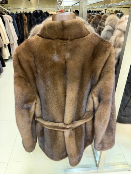 Короткий женский норковый пиджак М-102-2198, ореховый, размер 48, артикул 65670-1