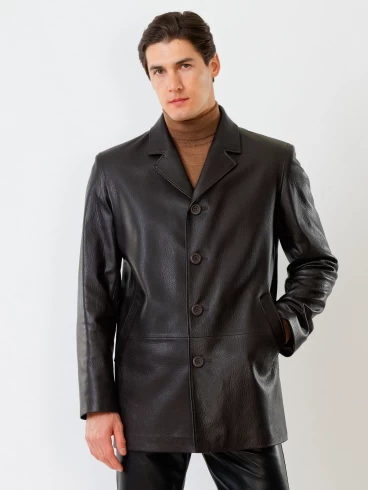 Кожаный пиджак мужской 21/1, коричневый, размер 48, артикул 27300-0