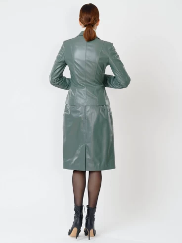 Кожаный женский пиджак 316рс, оливковый, размер 46, артикул 90851-4
