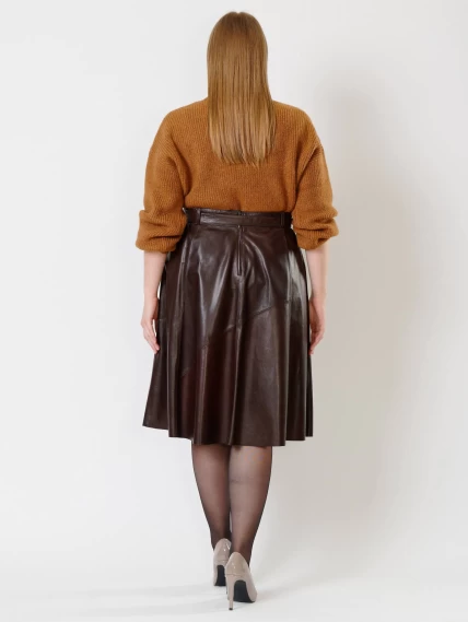 Кожаная расклешенная юбка из натуральной кожи 01рс, коричневая, размер 40, артикул 85131-5