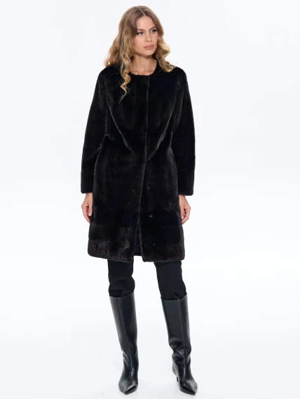 Черная женская шуба из меха норки BRASCHI NJ 13, размер 42, артикул 34370-2