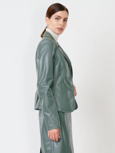 Кожаный женский пиджак 316рс, оливковый, размер 46, артикул 90851-5