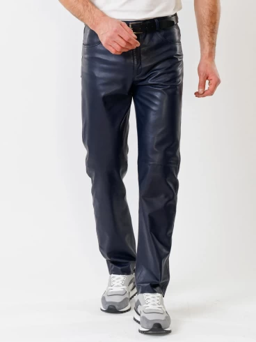 Кожаные брюки мужские 01, синие, размер 48, артикул 120010-5