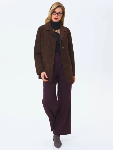 Замшевая куртка премиум класса для женщин 3092з, коричневая, размер 44, артикул 24630-1
