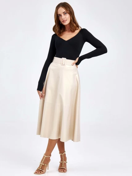 Женские кожаная юбка из экокожи 4878427, жемчужная, размер 46, артикул 85780-4