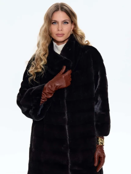 Женская шуба из меха норки BRASCHI RDL 026, черная, размер 44, артикул 34450-0