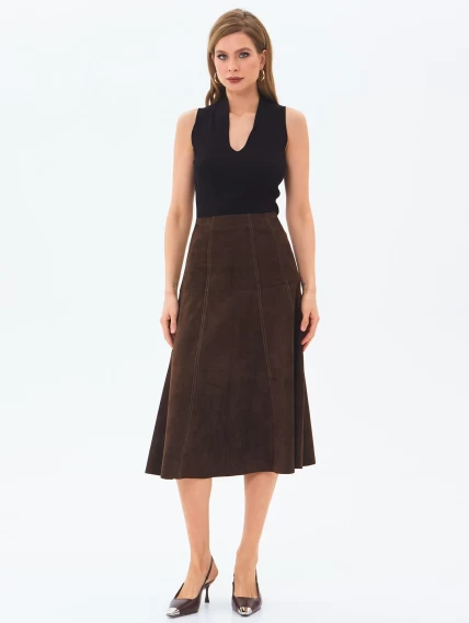 Коричневая замшевая юбка 17з, размер 42, артикул 86020-0
