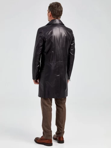 Мужское кожаное пальто из натуральной кожи премиум класса 554, черное, размер 52, артикул 71350-4