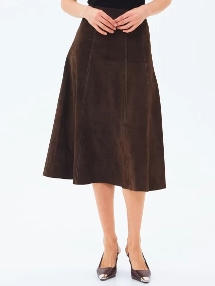 Коричневая замшевая юбка 17з, размер 42, артикул 86020-1