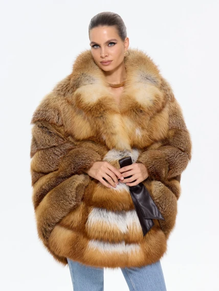Женская короткая шуба из меха лисы М1010 - 340, рыжая, размер 48, артикул 65310-3