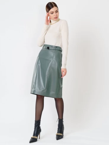 Кожаная юбка-карандаш 02рс, из натуральной кожи, оливковая, размер 44, артикул 85330-0