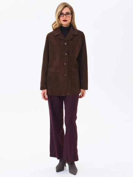 Замшевая куртка премиум класса для женщин 3092з, коричневая, размер 44, артикул 24630-7