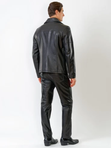 Двубортная мужская кожаная куртка Клуб, черная, размер 48, артикул 28781-4