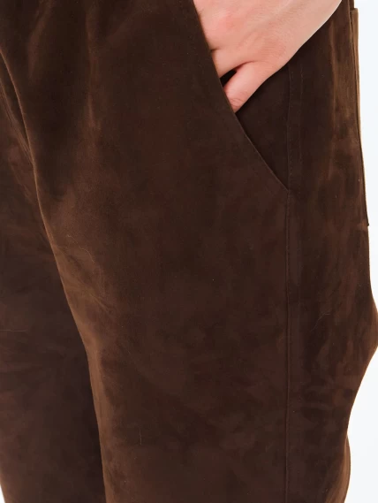 Замшевые женские брюки 09з, коричневые, размер 46, артикул 86030-2