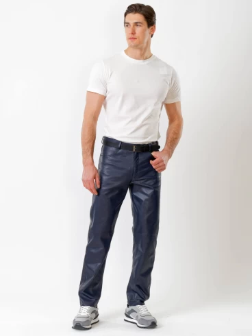 Кожаные брюки мужские 01, синие, размер 48, артикул 120010-0