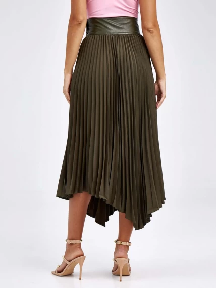 Женские кожаная юбка из экокожи 4820767, оливковая, размер 44, артикул 85820-7