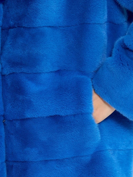 Голубая норковая шуба с шиншилой 2А, размер 54, артикул 65460-2