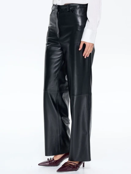 Женские брюки из натуральной кожи 11, черный, размер 46, артикул 86040-4