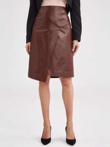 Женская кожаная юбка миди 15 из натуральной кожи, табачная, размер 48, артикул 85890-1