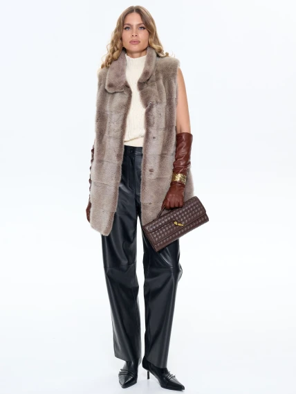 Бежевый норковый жилет 01, размер 44, артикул 65470-7