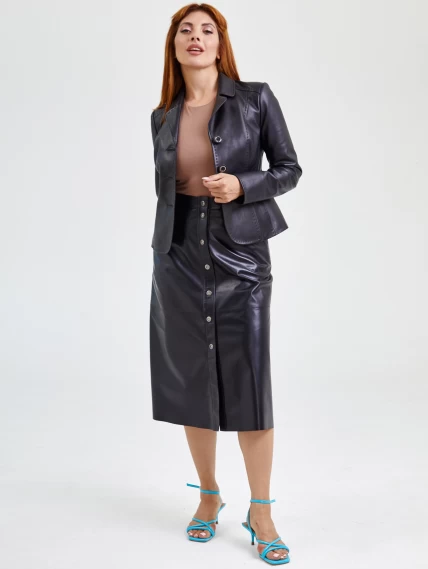 Длинная кожаная юбка 08, черная, размер 44, артикул 85550-6